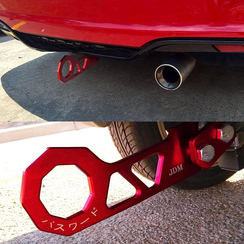 EIOUMAX Rear Tow Towing Hook for Universal Car Auto Trailer Ring Aluminum Racing Trailer Hook Red - Image 2